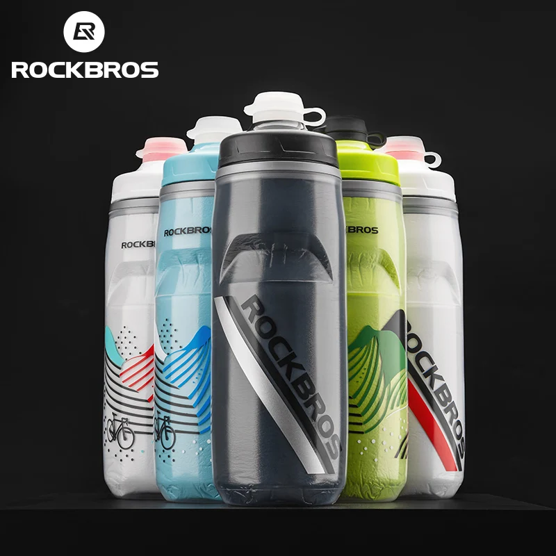 ROCKBROS 620 ml Radfahren Wasser Flasche Kaltes Wasser Isolierte Thermische Silikon Flasche Outdoor Sport MTB Rennrad Fahrrad Flasche Image