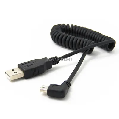 USB 2,0 stecker auf Mini USB right angle 90 grad Flexible Frühling Versenkbare Lade daten Kabel für Image