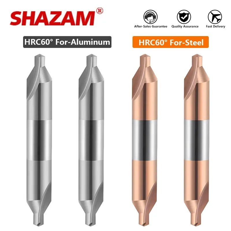 Shazam 60 Grad Winkel Wolfram Stahl Doppelkopf bohrer CNC-Werkzeuge für Stahl/Aluminium verlängerte Mittel bohrung 0,4mm-5,0mm Image