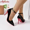 Aphixta Kristalle Perle Gürtel Runde Schnalle 3,94 Zoll Stiletto Heels Pumps Frauen Zuhälter Spitz Schuhe Super Große Größe 51 52 53