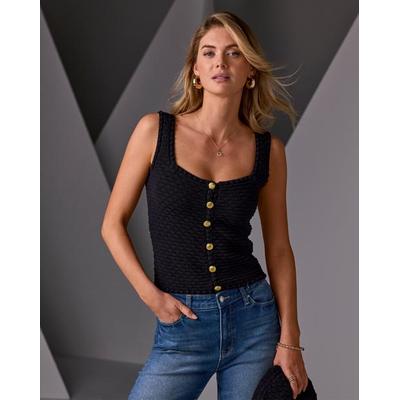 Boston Proper - Black - Button Detail Sweater Tank Top - Medium