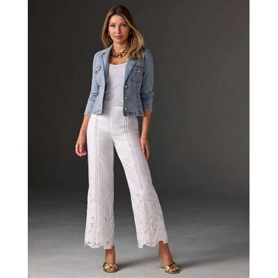 Boston Proper - White - Malibu Floral Eyelet Scallop Pant - 12