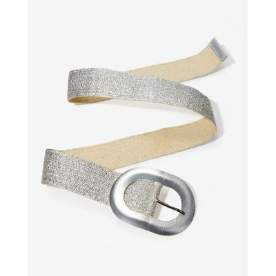 Boston Proper - Silver - Metallic Coated Raffia Stretch Belt - Small