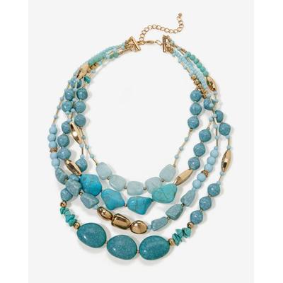 Boston Proper - Turquoise/Gold Blue - Turquoise and Gold Bead Layered Necklace