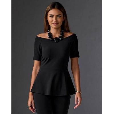 Boston Proper - Jet Black - Beyond Travel Off The Shoulder Peplum Top - Medium