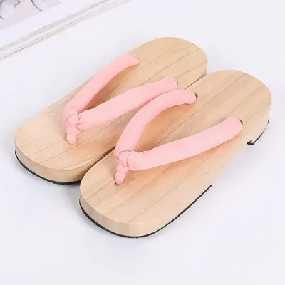 Japanische natürliche Holz rutsch feste orientalische Sandalen geta Clogs Samurai Cosplay Flip Flops Ninja Schuhe Hausschuhe Image