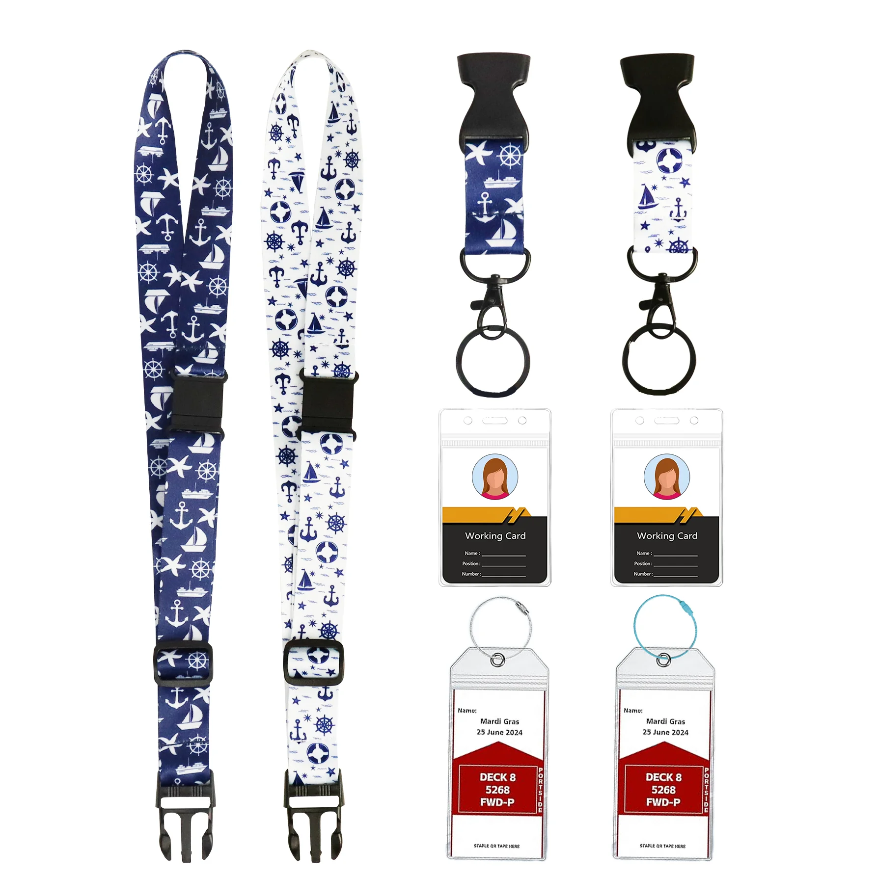 Adjustable Lanyard With ID Card Holder Luggage Tag Set Universal Widely Used Cruise Ship Accessories Keyring