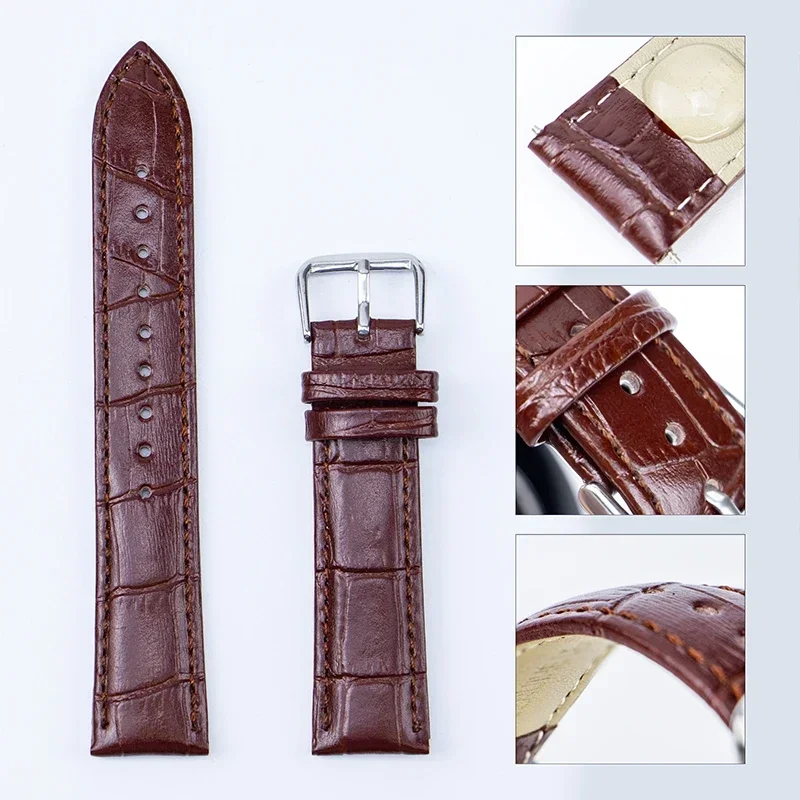 Universelles Ersatz-Uhrenarmband aus Leder, Lederarmband, Stahl-Dornschließe für Männer und Frauen, 12/14/16/18/20/22/24 mm, neues Uhrenarmband Image