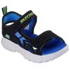 Sandale SKECHERS "RAZOR SPLASH-AQUA BUDDIES", Kinder, Gr. 27, schwarz (schwarz, blau), Lederimitat, kontrastfarbene Details, sportlich, Schuhe, Sandale mit Klettverschluss, waschbar, Größenschablone zum Download