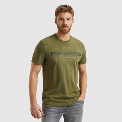 T-Shirt PME LEGEND, Herren, Gr. L, grün (loden grün), Single Jersey, Obermaterial: 100% Baumwolle, bedruckt, casual, Rundhals, Kurzarm, Shirts, mit Logoprint Image