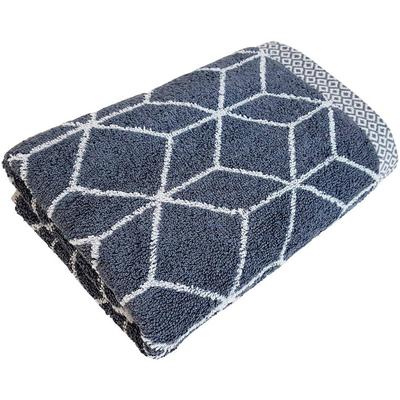 Duschtuch FRAMSOHN FROTTIER "Design Jacquard Prisma Badetuch", grau (anthrazit, weiß), B:67cm L:140cm, Jacquard-Walkfrottier, Obermaterial: 100% Baumwolle, Handtücher (Packung), mehrfarbig gewebtem Saum, hergestellt in Österreich Image