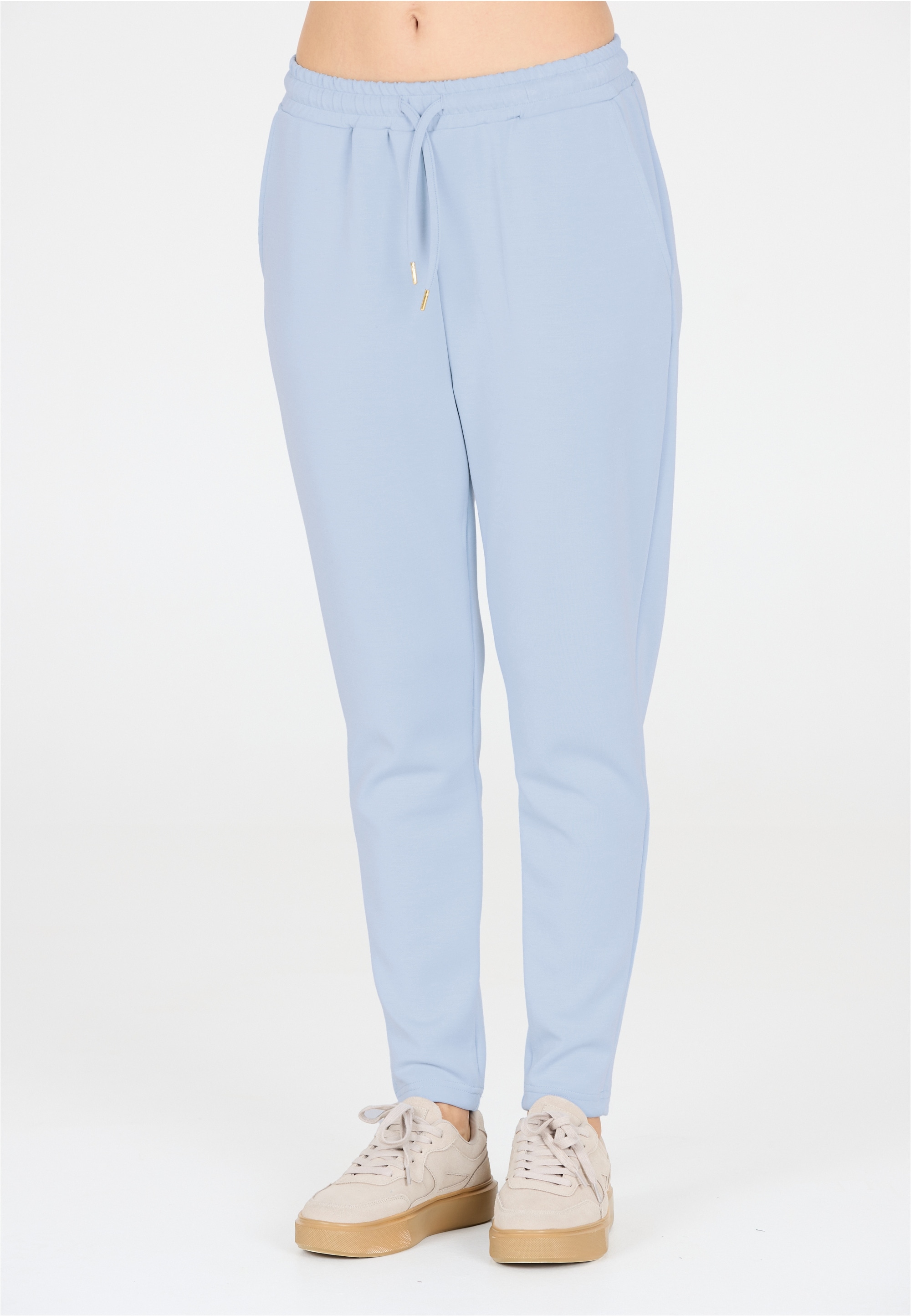 Sweathose ATHLECIA "Jacey", Damen, Gr. 42, EURO-Größen, blau (hell, denim), 51% Polyester, 44% Modal, 5% Elasthan, unifarben, lang, Hosen Sweathose, aus weichem Modalmix