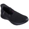 Slip-On Sneaker SKECHERS "SEAGER-BELIEVE IT", Damen, Gr. 39, schwarz, Textil, unifarben, modisch, Schuhe, Slipper, Reha Schuh mit Handsfree Slip-ins Funktion, Topseller