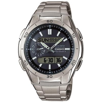 Funkchronograph CASIO FUNK, silber (silberfarben, grau), Armbanduhren, Herren, Solaruhr, Armbanduhr, Digitaluhr,Edelstahlarmband, bis 10 bar wasserd. Image