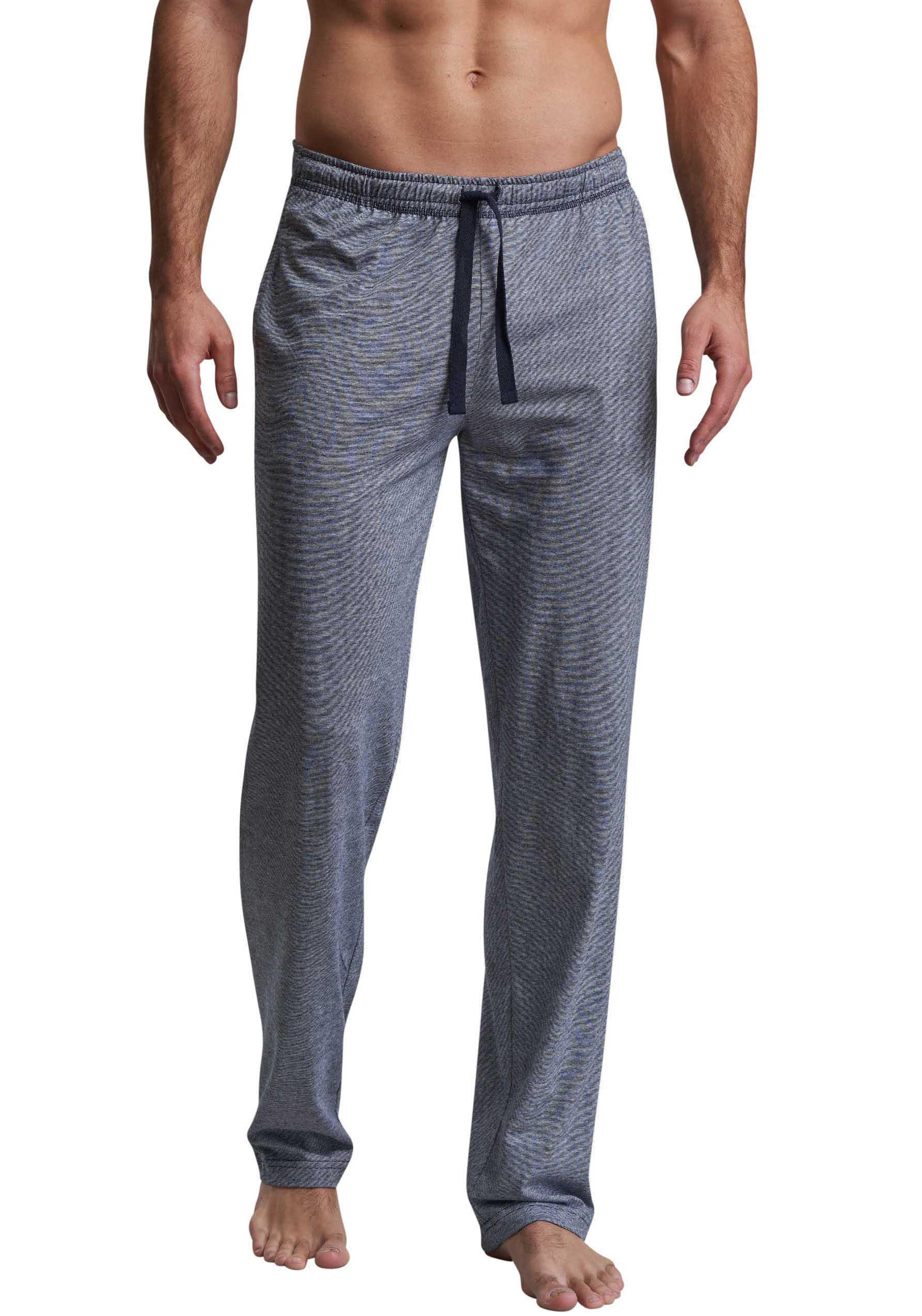 Pyjamahose GÖTZBURG "Upper West", Herren, Gr. 50M, N-Gr, blau (blau, mittel, melange), Single Jersey, Obermaterial: 60% Baumwolle, 40% Polyester, meliert, relaxed fit lang, Hosen, elastischer Bund, Baumwollmix, schnelltrocknend, Seitentaschen, locker Image