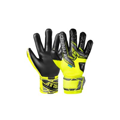 Torwarthandschuhe REUSCH "Attrakt Duo", Damen, Gr. 10,5, gelb (gelb, schwarz), 30% Polyester, 5% Polyamid, 5% Polyurethan, 60% Elastodien, mehrfarbig, sportlich, Handschuhe, mit maximalem Grip Image