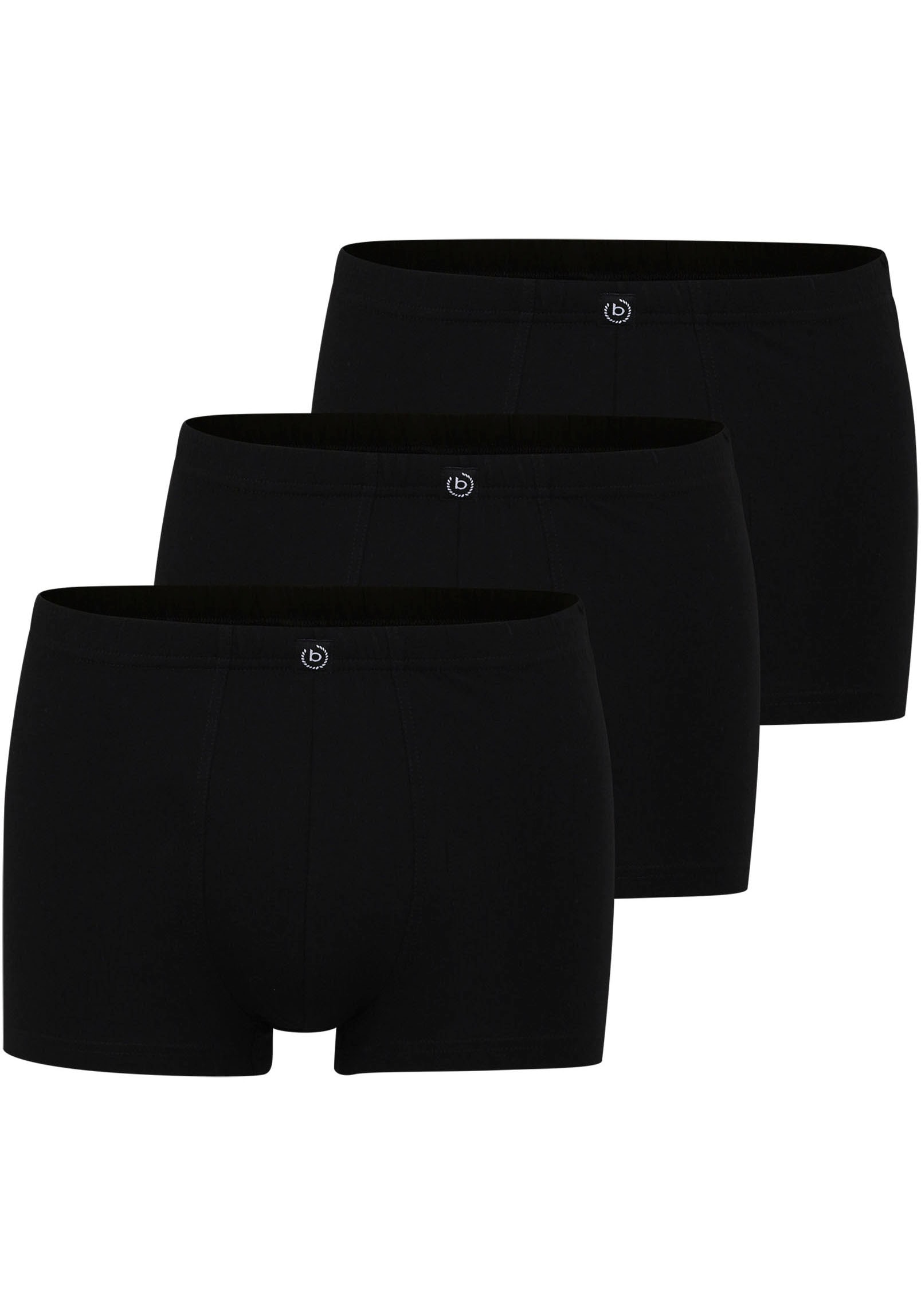 Boxershorts BUGATTI "Oslo", Herren, Gr. 6L, schwarz (schwarz, dunkel, uni), Single Jersey, Obermaterial: 95% Baumwolle, 5% Elasthan, unifarben, figurbetont, Unterhosen, weich, basic, eng, atmungsaktiv, breiter Bund, Baumwollmix, mit Logo Image