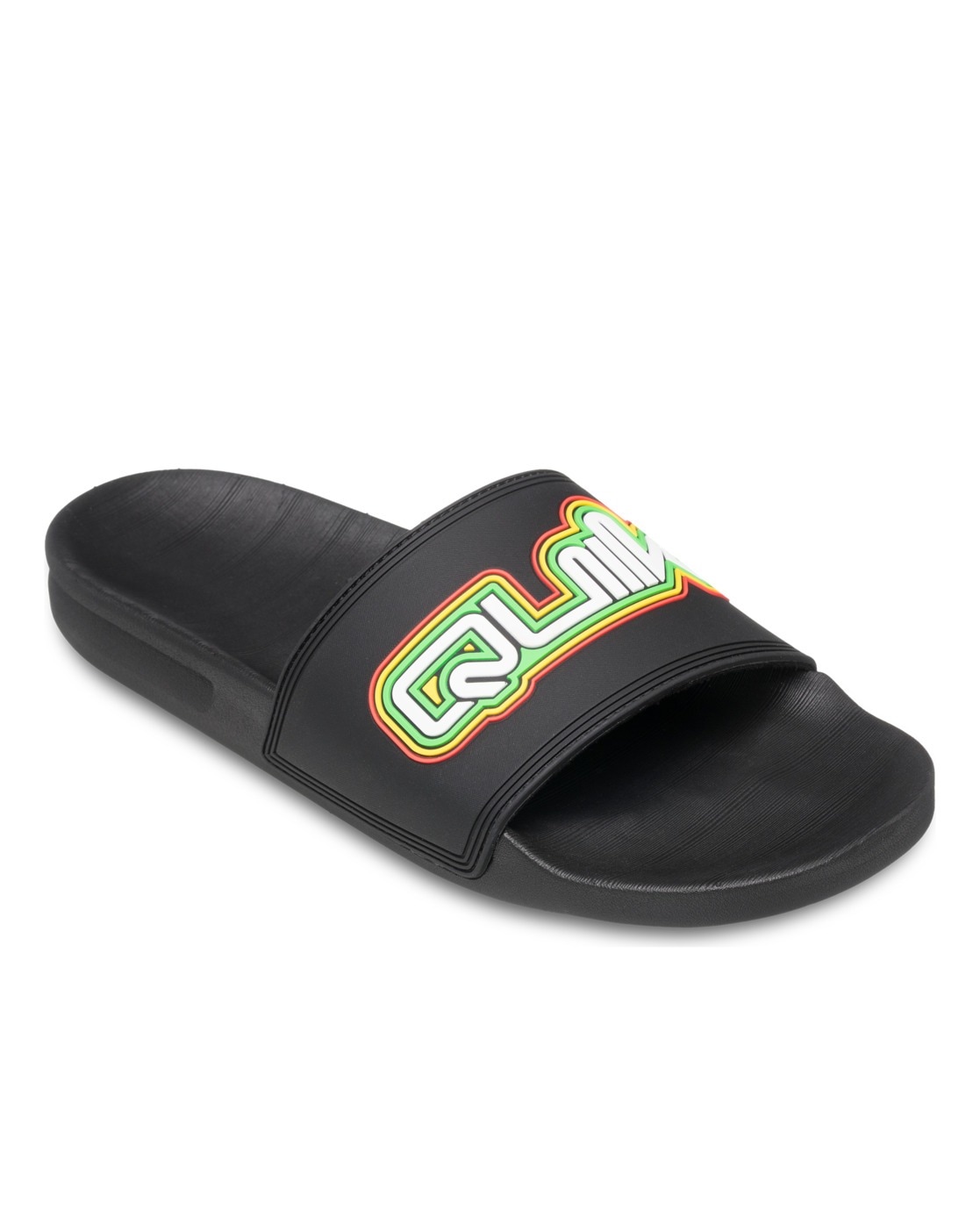 Sandale QUIKSILVER "Rivi", Herren, Gr. 11 (44), schwarz (schwarz, rasta), Obermaterial:Obermaterial: Synthetikmaterial / Außensohle: Gummi;, Schuhe Sandale
