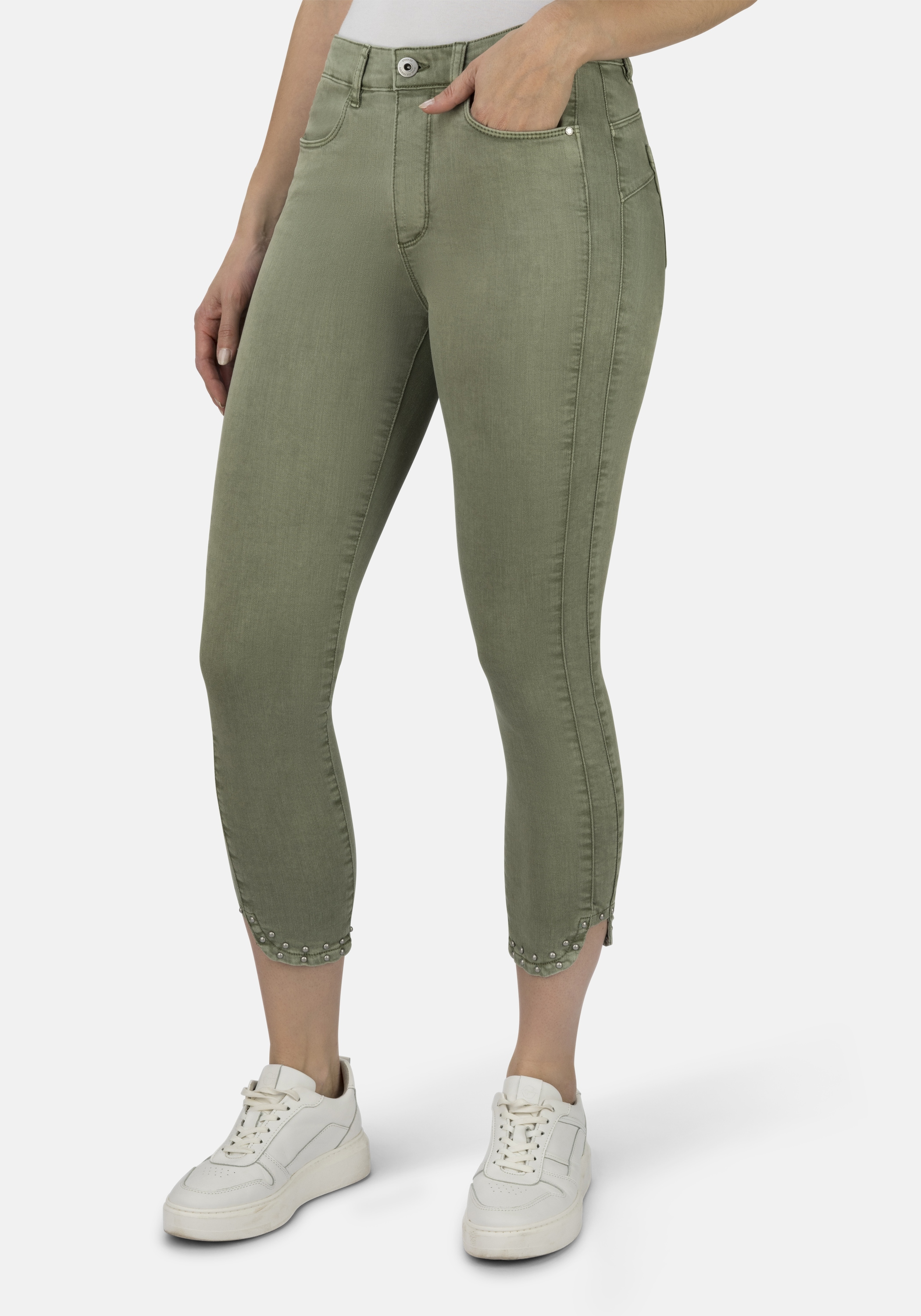 5-Pocket-Jeans STOOKER WOMEN "Skinny Fit Rio Denim", Damen, Gr. 48, Länge 26, grün (grün tee), Denim/Jeans, 98% Baumwolle, 2% Elasthan, skinny fit 7/8-Länge, Jeans 5-Pocket-Jeans, Skinny Fit Casual Clean Wash Denim Jeans Magic Shape Effekt für Damen