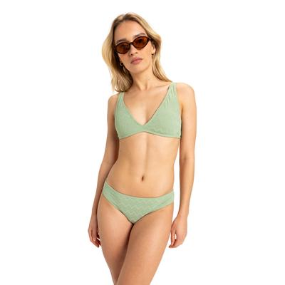 Triangel-Bikini ROXY "CURRENT COOLNESHORT SLEEVE TRI HIPTR SET", Damen, Gr. L (40), N-Gr, basil, Obermaterial: 91% Nylon, 9% Elasthan, sportlich, Bikini-Sets Image