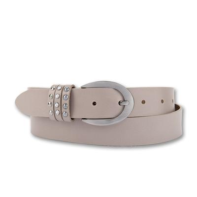 Ledergürtel BERND GÖTZ, Damen, Gr. 105, grau (helltaupe), Rindsleder, unifarben, casual, Gürtel, mit Strass-Elementen Image