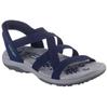 Sandale SKECHERS "REGGAE SLIM-STRETCH FLEX", Damen, Gr. 35, blau (navy), Textil, Lederimitat, casual, Schuhe, Flats, Trekking Sandale mit Slip-ins Funktion