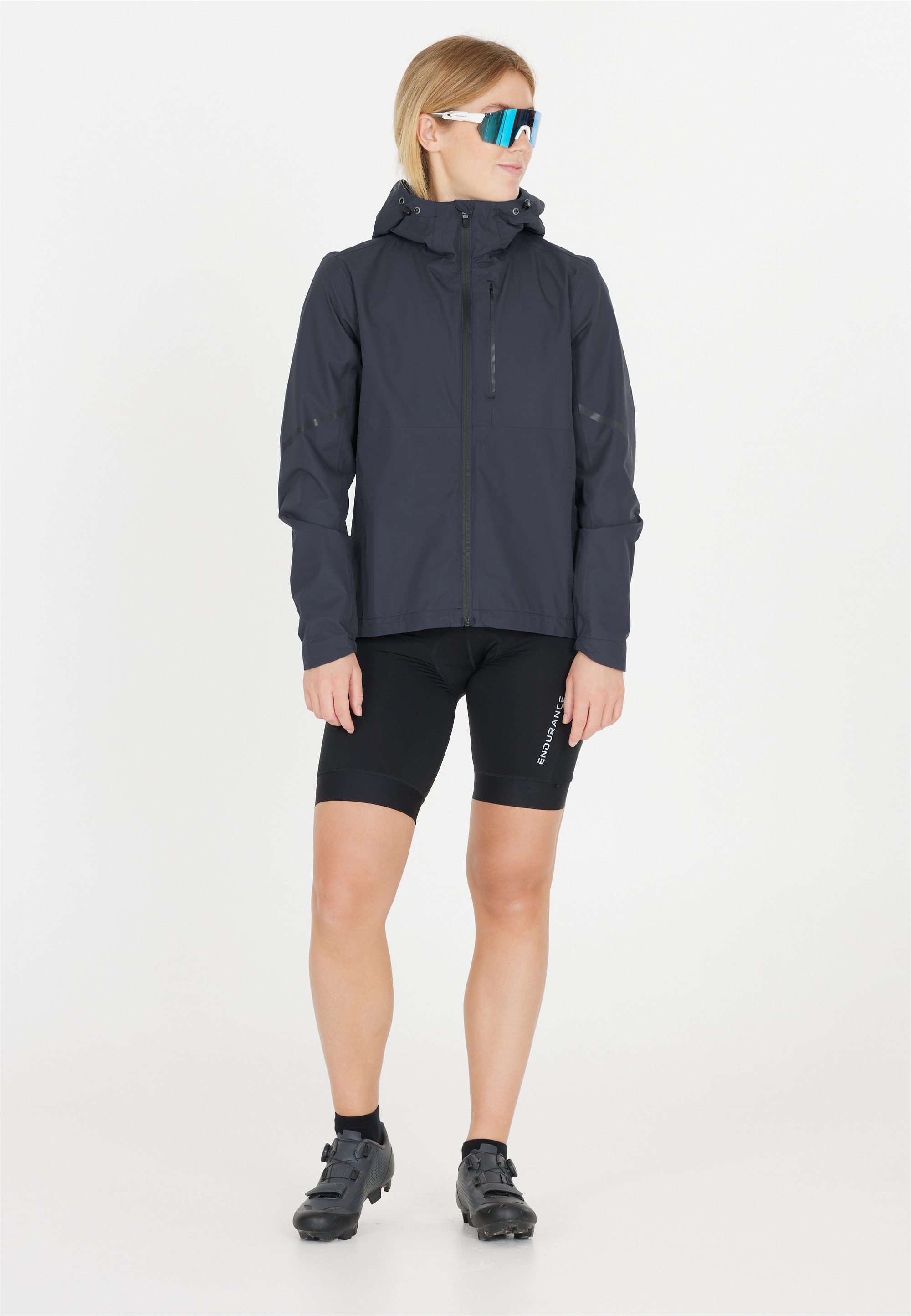 Regenjacke ENDURANCE "Seren", Damen, Gr. 40, blau (dunkelblau), 100% Polyester, unifarben, hoch geschlossener Ausschnitt, Jacken, in wasserabweisender Qualität für Fahrrad und MTB Image