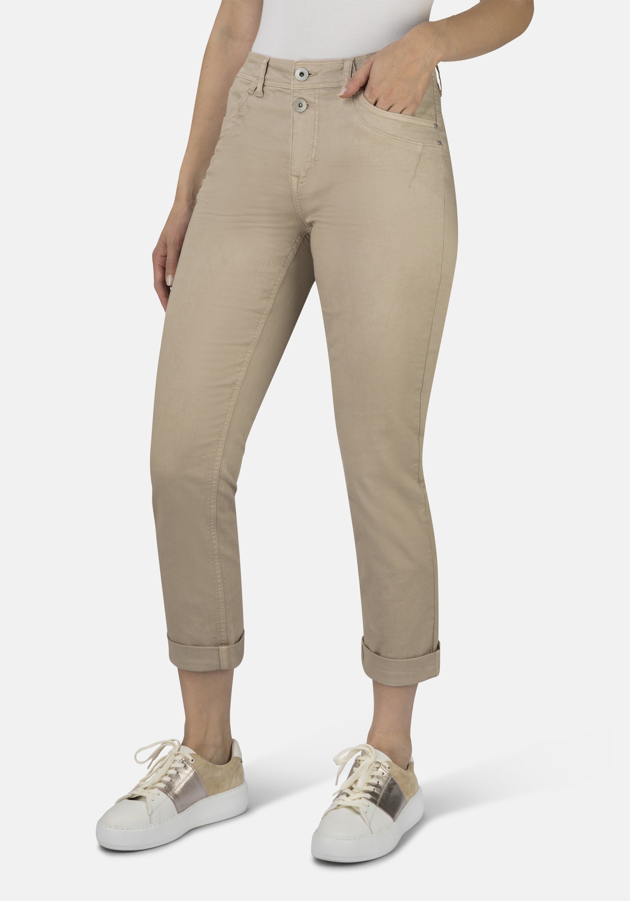 Boyfriend-Jeans STOOKER WOMEN "Davos Colour Denim Boyfriend Fit Jeans", Damen, Gr. 48, Länge 30, beige (simply taupe), Denim/Jeans, 97% Baumwolle, 3% Elasthan, lässig geschnitten lang, Jeans, Jeans Boyfriend Fit Casual Denim Lässige Passform für Damen
