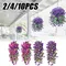 Artificial Hanging Flowers Silk Morning Glory Faux Flowers with Eucalyptus Leaves UV Resistant