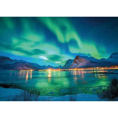 Northern Lights 300/500/1000 Piece Puzzles for Adults Aurora Nature Mountain Lake Scenery Landscape