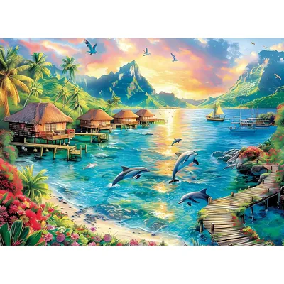 Wooden Puzzle 1000/500/300 Piece for Adults Dolphin Jigsaw Puzzle Bedroom Gameroom Livingroom Home