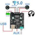 2*50W Bluetooth 5.0 Amplificatore di potenza Classe D Audio 10W ~ 200W HiFi Stereo Lettore musicale wireless Mini USB Scheda audio App AMP digitale