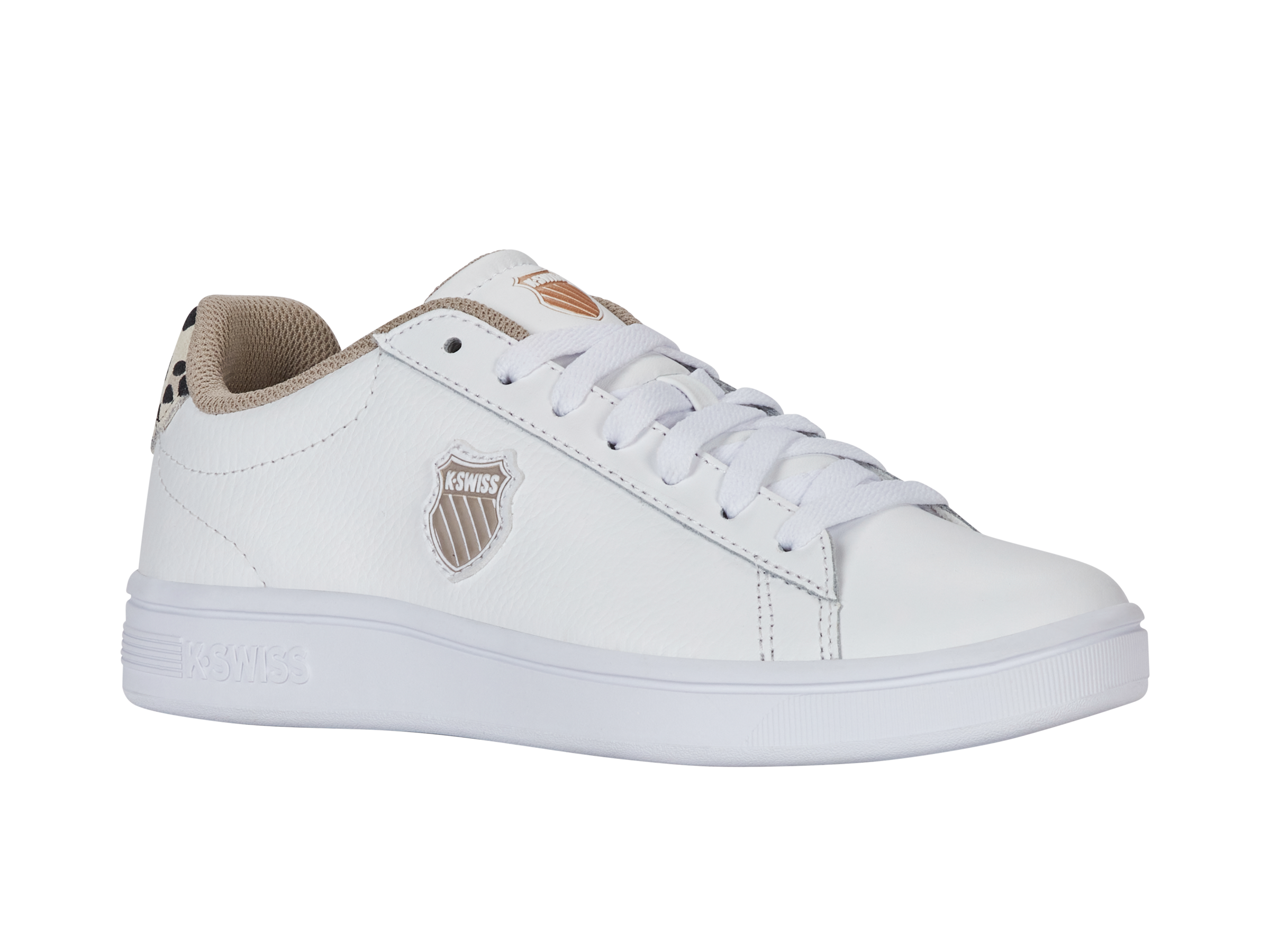Sneaker K-SWISS "COURT SHIELD II", Damen, Gr. 37, weiß (weiß, leo, weiß), Leder, Schuhe Sneaker