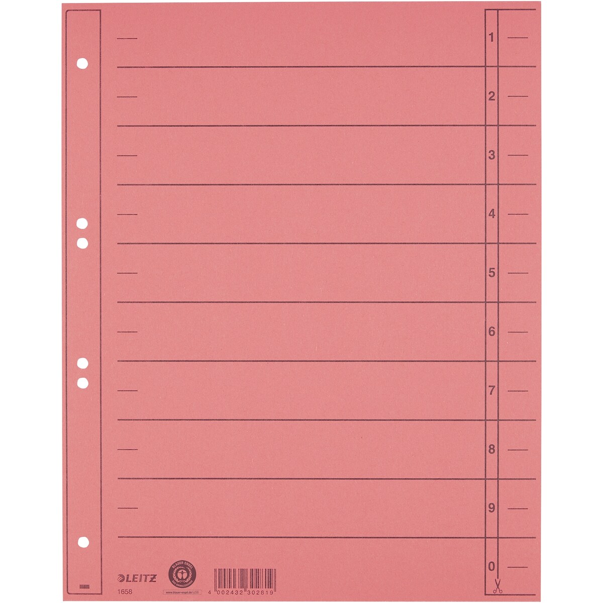 LEITZ Trennblatt 16580025 A4 230g Karton rot 100 Stück Image