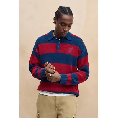 BDG Red & Blue Stripe Knit Rugby Shirt S at Urban Outfitters
