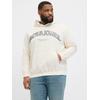 Kapuzensweatshirt "JORALMERIA SWEAT HOOD PLS", Herren, Gr. XXXL, weiß (antique weiß), angeraute Sweatware, Obermaterial: 100% Baumwolle, JACK & JONES PLUSSIZE, bedruckt, modisch, loose fit taillenbedeckt, ohne Ausschnitt, Langarm Rippbündchen,...