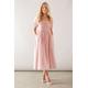 Wallis Womens Petite Linen Mix Puff Sleeve Midaxi Dress - Pink - Size 16 UK | Wallis Sale | Discount Designer Brands