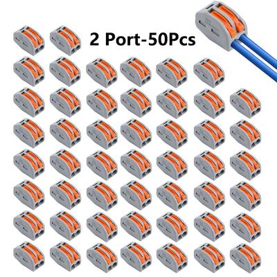 TEMU 50pcs Lever Nut Wire Connectors Combination, 2/3/4/5 Port Wire Connector Combination Pack Compact Splicing Connector Kit, Suitable For Awg 24-12 Image