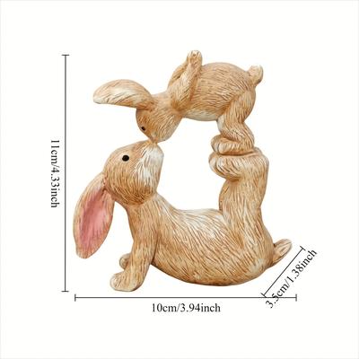 TEMU 1pc Resin Kissing Rabbit Dashboard Ornament - Easter Decor, Festive Home Accessory, Durable & Lightweight, Ideal For Car Interior, Rabbit Accessories Image