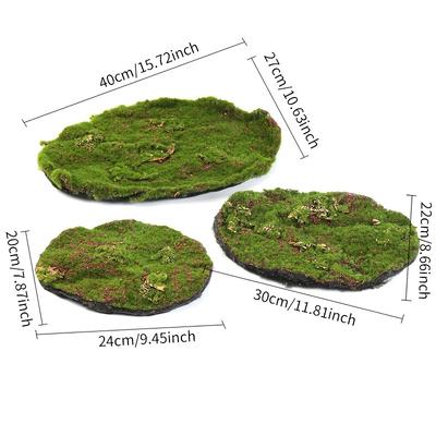 TEMU 1 Pack Of 3pcs Artificial Moss Plant Turf, Chinese Style, Polyester Fiber, Home Decor, Restaurants, Christmas, Moss Plant, Floor, No Container Image
