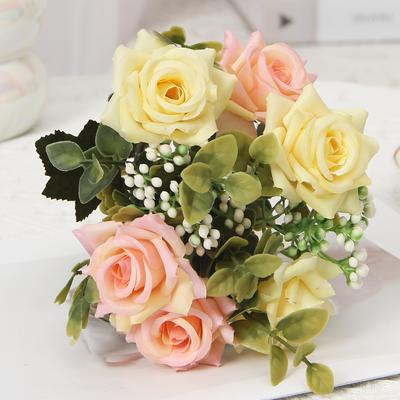 TEMU 1 Branch 6 Heads Of Simulated Rose Italian Rolled Rose In Suitable For Wedding Decoration Handheld Flower For Valentine's Date Shooting Props Italian Rolled Rose 1pc Image