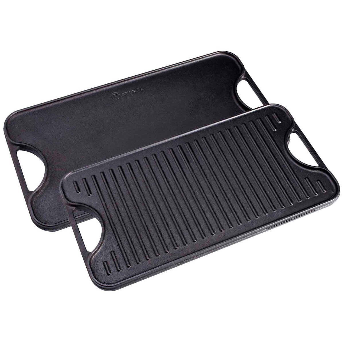 Victoria Grillplatte Emaillierte Gusseisen Induktion Grillpfanne 47X25cm für Feuer Grill, VIC-31770, Schwarz Image