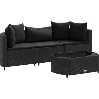 Vidaxl - 4-tlg. Garten-Sofagarnitur mit Kissen Schwarz Poly Rattan Image