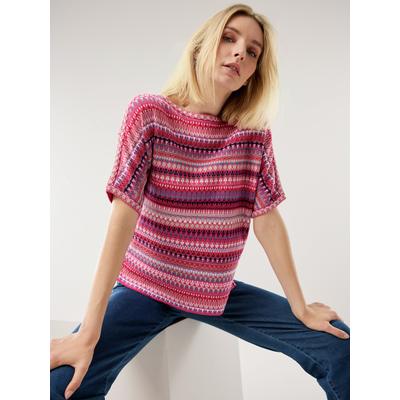 Walbusch Damen Kimono Pulli Baumwolljacquard Pink gemustert Image