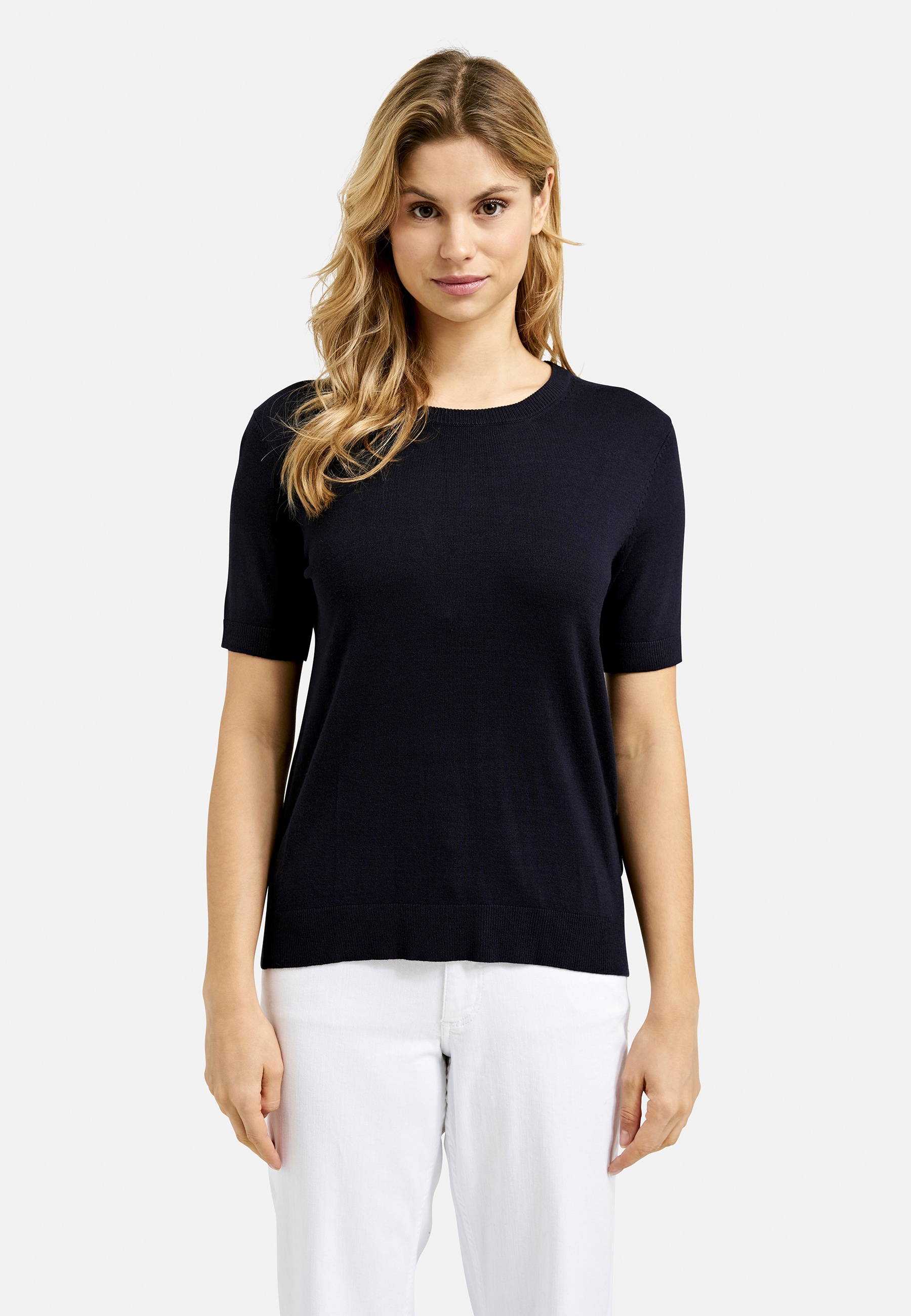 Rundhalspullover SMITH & SOUL, Damen, Gr. S, blau (marine), Feinstrick, Material: 80% Viskose, 20% Polyamid, unifarben, slim fit normal, Rundhals, eingesetzt Rippbündchen, Pullover Rundhalspullover, aus Feinstrick