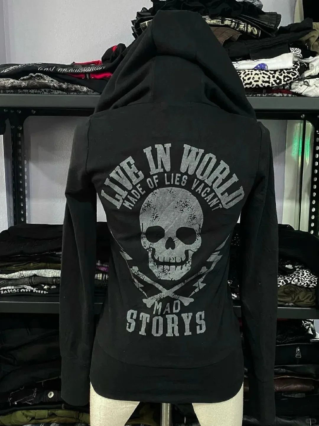 Grunge Skull Hooded Y2k Women 90s Letter Gothic Vintage Zipper Hoodie Winter Streetwear Girl Hot Harajuku Hooded Korean Clothing