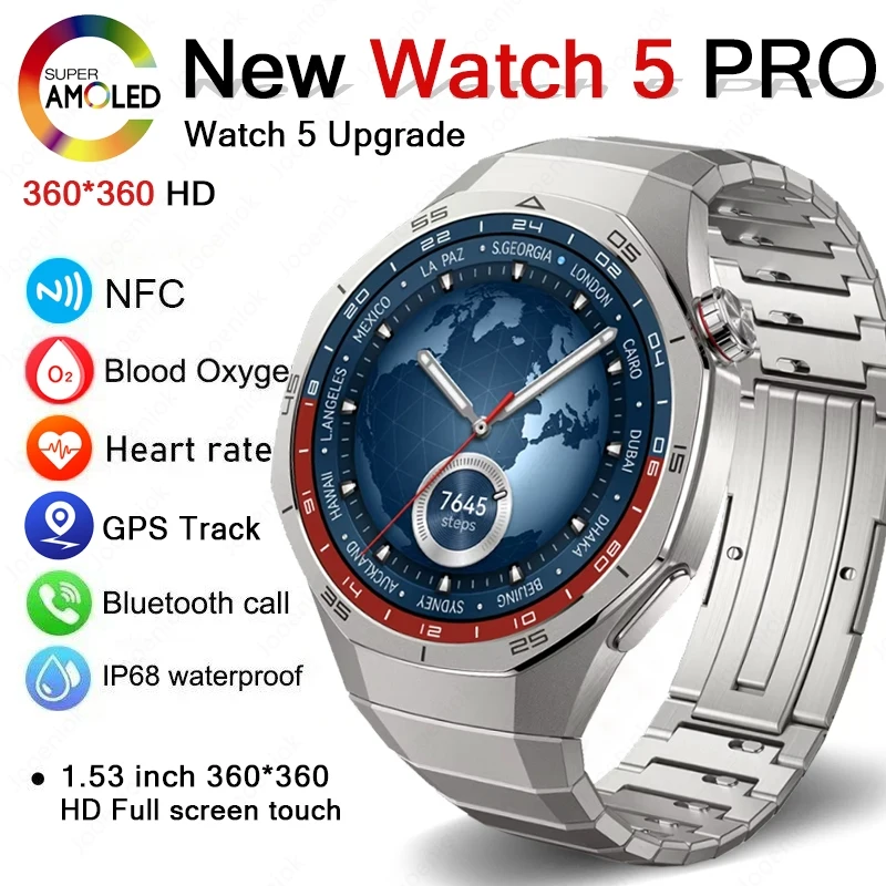 2025 Marke Neue Uhr 5 Smartwatch Echt AMOLED HD Bildschirm 360*360 Herzfrequenz Bluetooth Anruf Wasserdicht Männer Smart uhr Android IOS Image