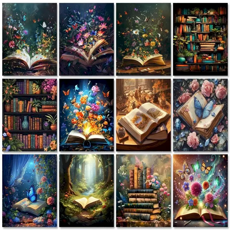 Gatyztory 60x75cm Rahmen Bild von Nummer Buch Landschaft Bild von Zahlen Acrylfarbe auf Leinwand Home Decors DIY Kits Image