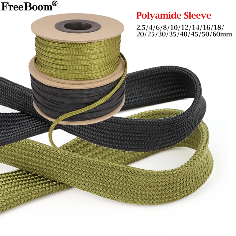 1 ~ 50 m Kabelhülse, neu eingetroffen, Nylon, geflochten, isoliert, 2,5 mm – 60 mm, fester Polyamid-Drahtschutz mit hoher Dichte Image