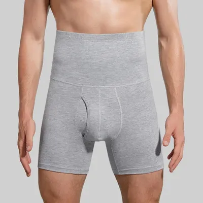 Boxershorts mit breitem Bund, hohe Taille, Herren-Baumwollunterhose mit breitem Bund, offener Image